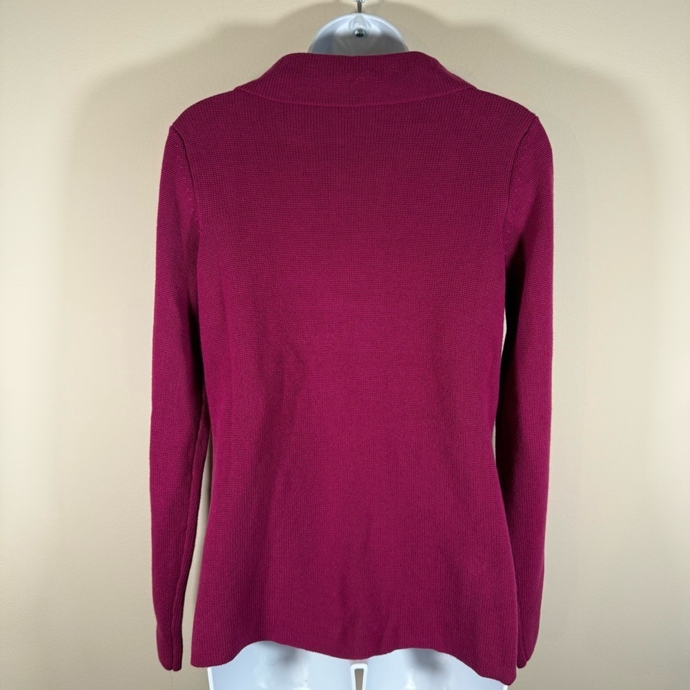NWT Liz&Co. Y2K Women’s Magenta Knit Sweater Jacket Leather Accents M - Picture 7 of 10